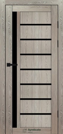 Двері Syndicat Doors PVC 101 Дуб натуральний чорне скло